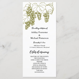 Grapevine Elegant Vineyard Italy Wedding Program