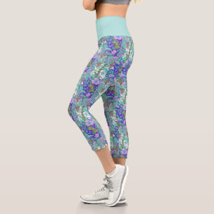 Grapevine flowers vintage floral pattern elegant c capri leggings