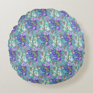 Grapevine flowers vintage floral pattern elegant round pillow
