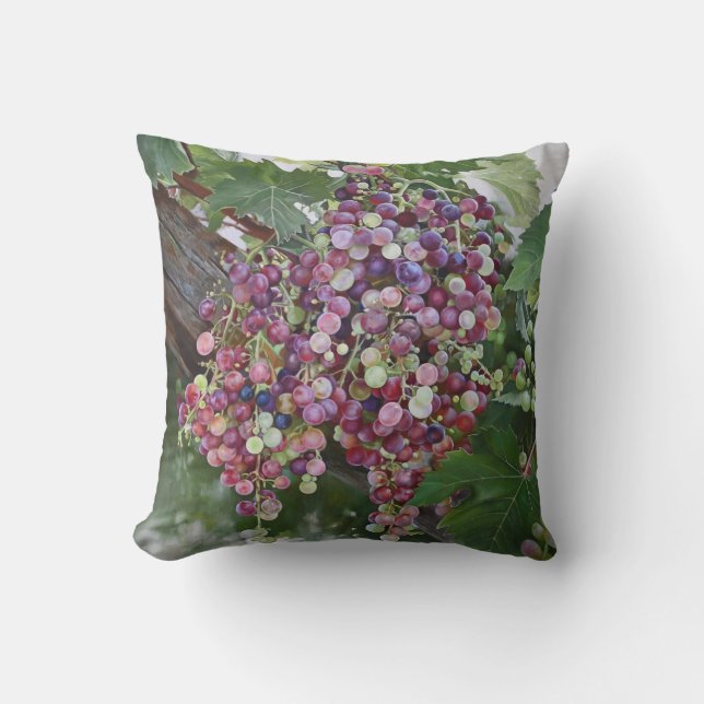 Grapevine Glory — Hyperrealistic Vineyard Art for  Throw Pillow (Front)