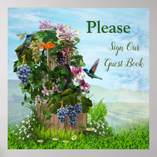 Grapevines, Honeysuckles & Hummingbirds Poster