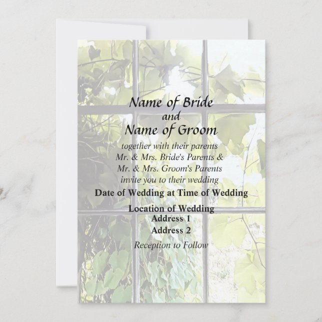 Grapevines Seen Through Window Invitation (Front)