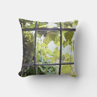 Grapevines Seen Through Window Throw Pillow
