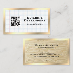 Graph Paper Wood Grain Business Card