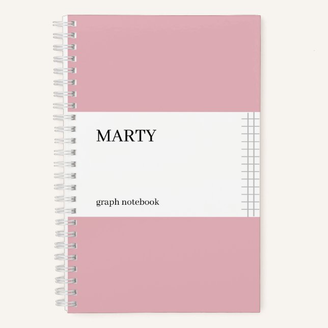 Graph Pink Notebook with Monogram (Front)