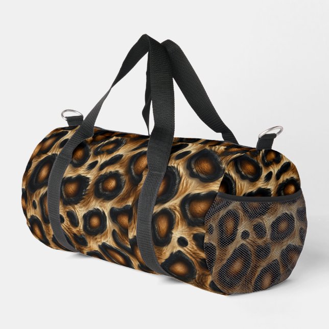 Graphic 3d print black and orange  duffle bag (Right Corner)