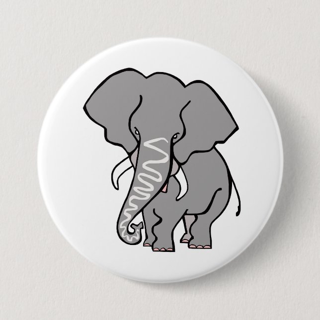 Graphic African  ELEPHANT- Animal lover-Wildlife - 3 Inch Round Button (Front)
