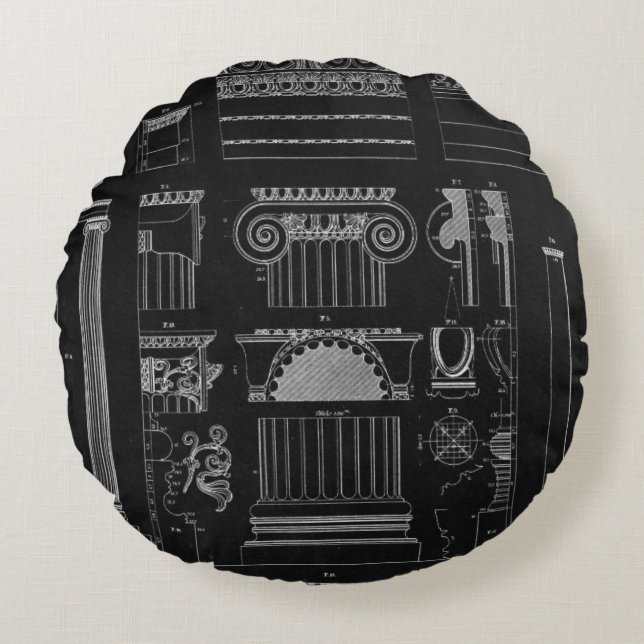 Graphic Architecture IV Round Pillow (Front)