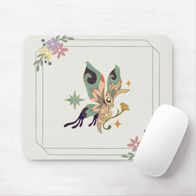 Graphic Art, Beige Illustration Fairy Butterfly Mouse Pad (With Mouse)