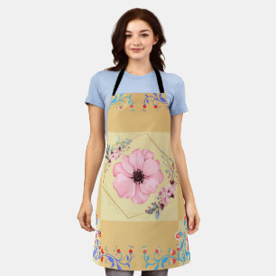 Graphic Art, Bright Spring Floral Illustration Apron