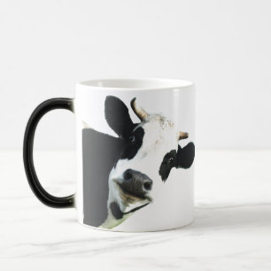 Graphic Art Fun Black & White Holstein Curious Cow Magic Mug