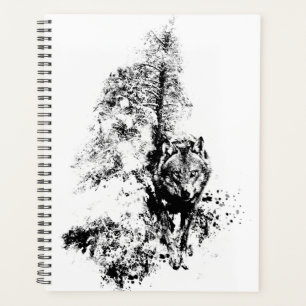 Graphic Art Grey Wolf Wildlife Animal Nature Planner