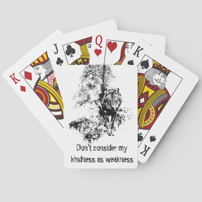 Graphic Art Grey Wolf Wildlife Kindness Quote Playing Cards (Back)