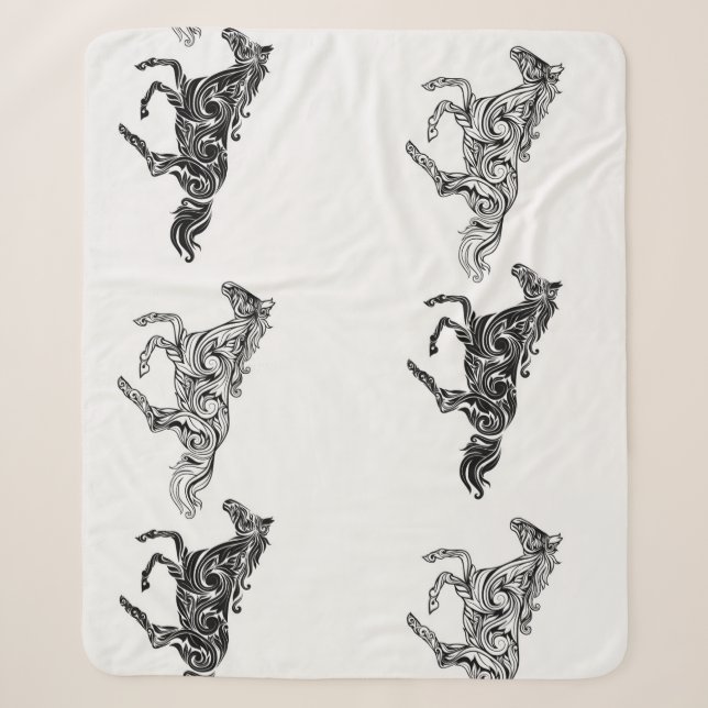 Graphic Art Modern Design Horse Black White Logo Sherpa Blanket (Front)