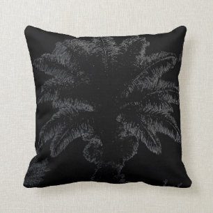 Graphic art tropical palm tree silhouette throw pillow