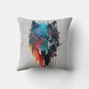 Graphic Art Wolf Wolves Animal Nature Wildlife Throw Pillow