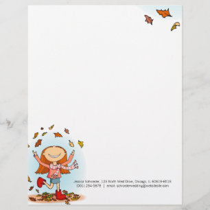 Graphic autumn / fall girl letterhead