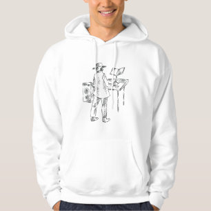 Graphic back view keyboard player sketch hoodie