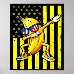 Graphic Banana Retro American Flag Dabbing Banana Poster