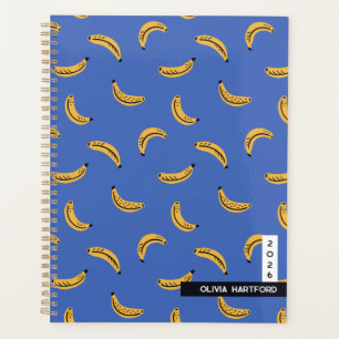 Graphic bananas - tropical fruit personalized name planner