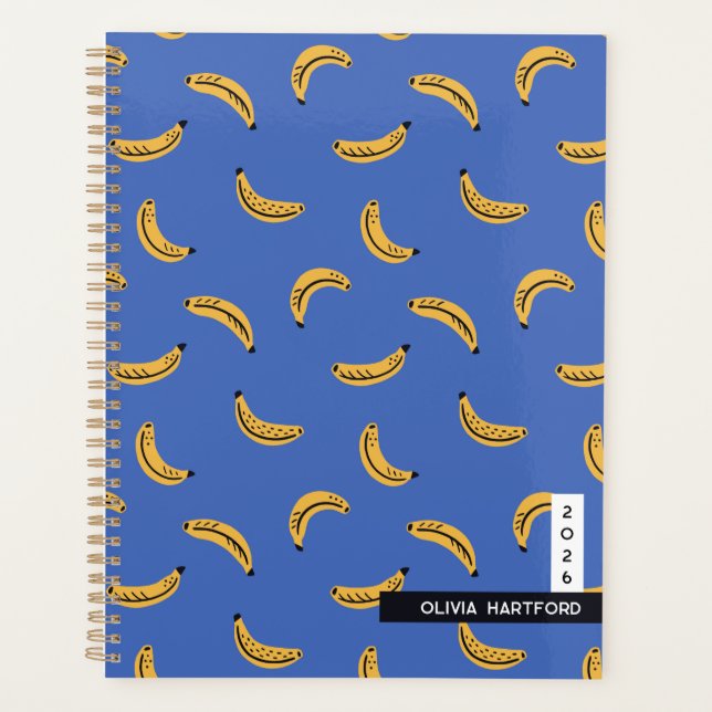 Graphic bananas - tropical fruit personalized name planner (Front)