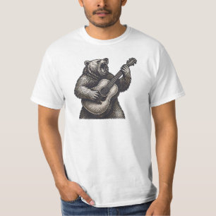 Graphic Bear Playing Guitar Men  T-Shirt