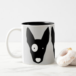 GRAPHIC BLACK AND WHITE BULL TERRIER Two-Tone COFFEE MUG