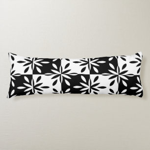 Graphic Black and White Geometric Flower Pattern Body Pillow