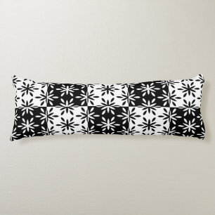 Graphic Black and White Geometric Flower Pattern Body Pillow