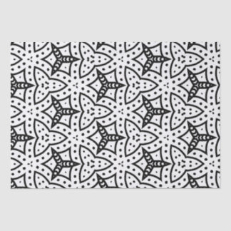 Graphic Black and White Line Art Digital Design Tissue Paper