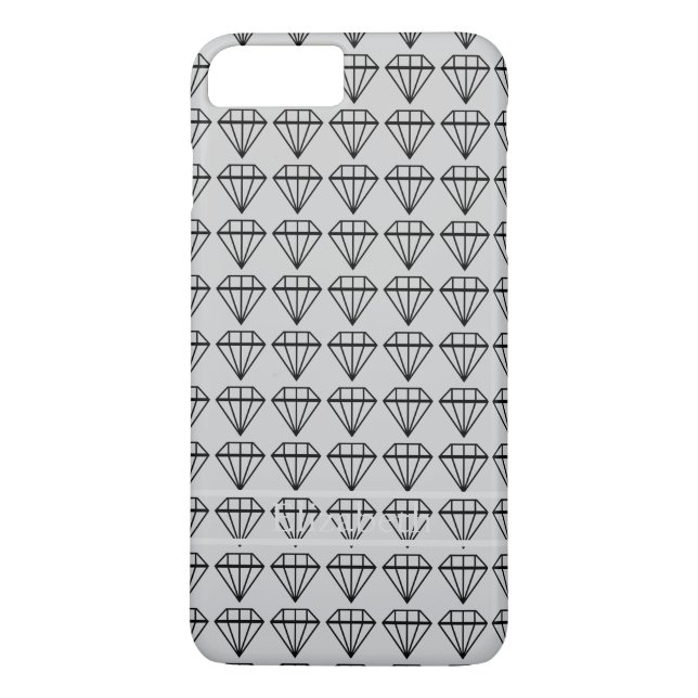 Graphic Black Diamond Initial Personalized Silver Case-Mate iPhone Case (Back)