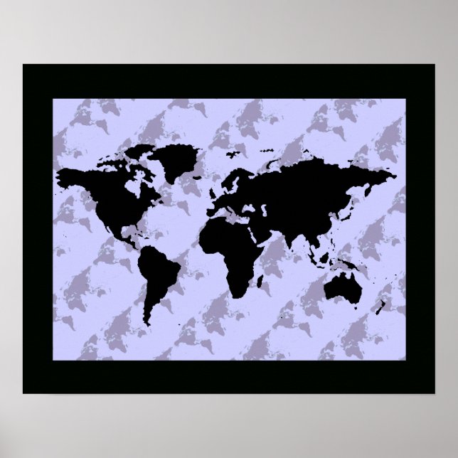 graphic black world map poster (Front)