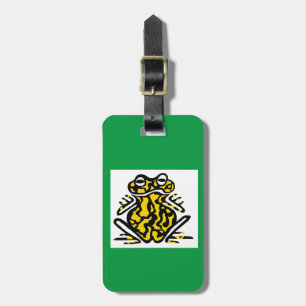 Graphic -Black & yellow FROG - Amphibian  - Green Luggage Tag