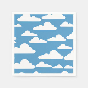 GRAPHIC BLUE SKY AND WHITE CLOUDS DESIGN NAPKIN