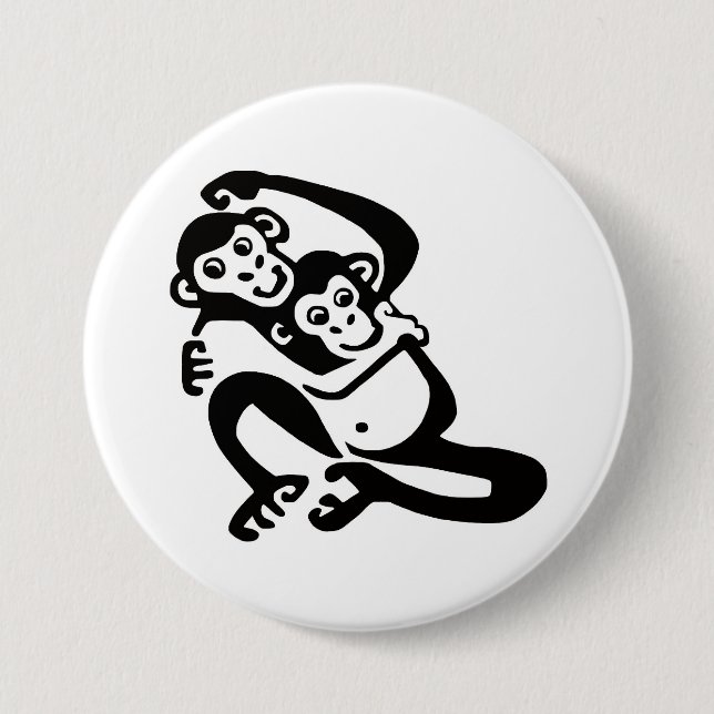 Graphic BONOBO - Chimpanzee -Animal lover -Primate 3 Inch Round Button (Front)