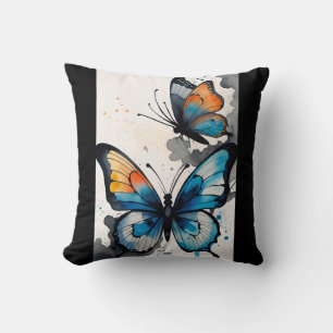 Graphic Butterfly Watercolor Throw Pillow