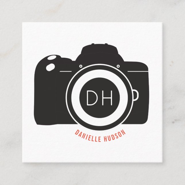 Graphic Camera Photography Square Business Card (Front)