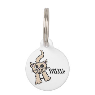 Graphic cat name and lost details pet tag