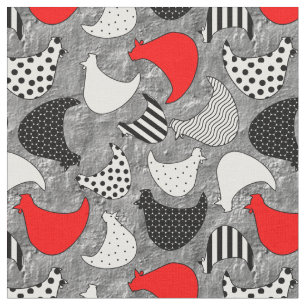Graphic Chickens Fun on Concrete Fabric