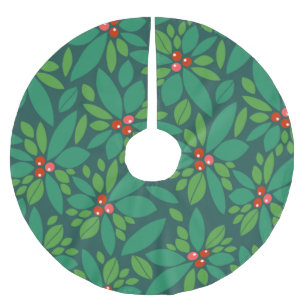 Graphic Christmas Holly Brushed Polyester Tree Skirt