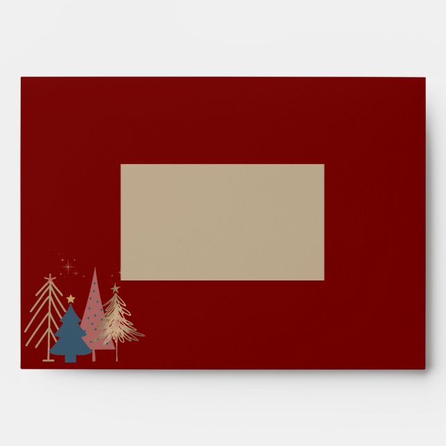 Graphic Christmas Tree Deep Red Christmas  Envelope (Front)