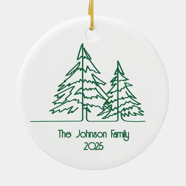 Graphic Christmas Tree Minimal  Ceramic Ornament (Back)