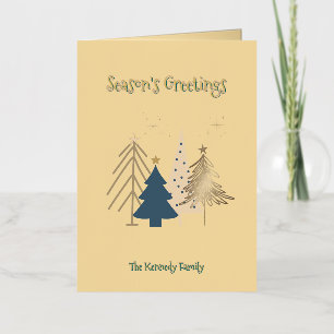 Graphic Christmas Tree Photo Butter Yellow Holiday Foil Greeting Card