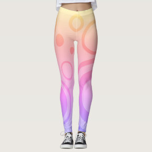 GRAPHIC CIRCLE PATTERN PINK ORANGE OMBRE LEGGINGS