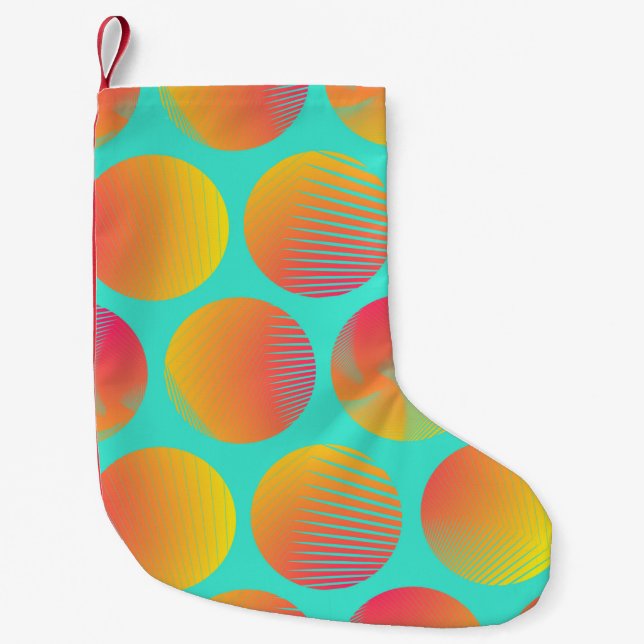 graphic circles seamless pattern in orange blue sh small christmas stocking (Front)