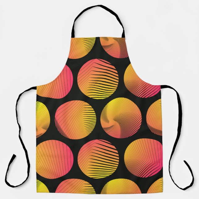graphic circles seamless pattern in orange fire sh apron (Front)