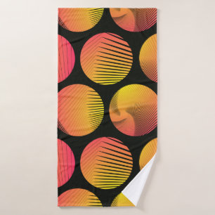graphic circles seamless pattern in orange fire sh bath towel