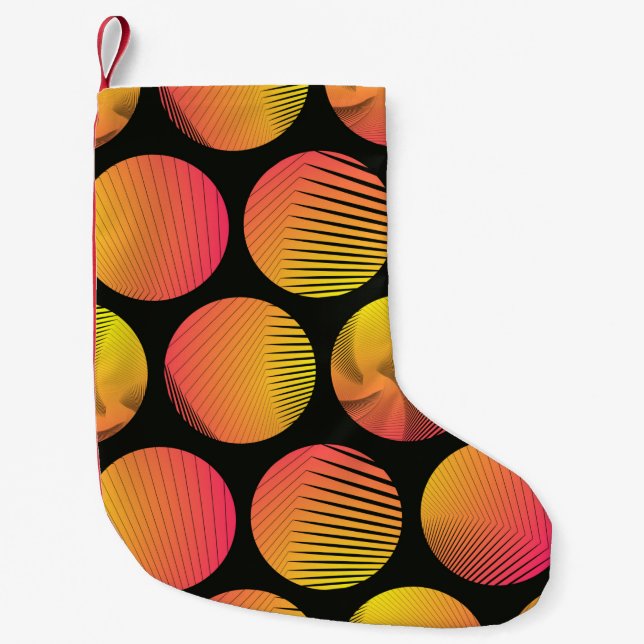 graphic circles seamless pattern in orange fire sh small christmas stocking (Front)