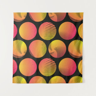 graphic circles seamless pattern in orange fire sh tapestry