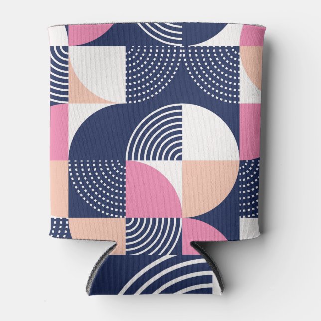 Graphic Circles Vintage Seamless Pattern Can Cooler (Front)